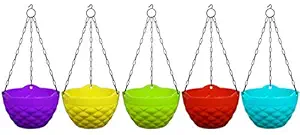 Khoji Diamond Hanging Pots (Set of 5 Multicolored Pots)