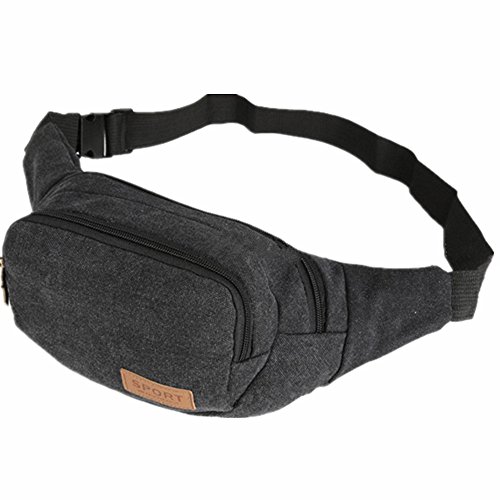 Ejiaen, bolso a la cintura unisex para senderismo, acampar, correr, bolso para el gimnasio o para exteriores, negro