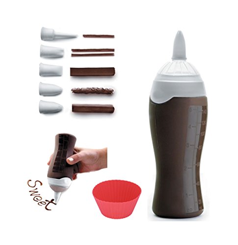 Dekorierflasche aus Silikon mit 6 Spritztüllen