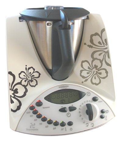 Aufkleber fuer Thermomix TM31 Hibiskus 2-farbig anthrazit & silber