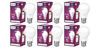 Philips Ace Saver 8.5W B22 LED Bulb, Crystal White, Pack of 6