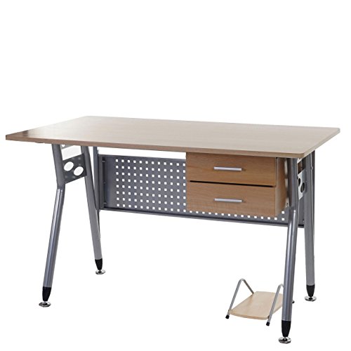 Schreibtisch Caserta, Brotisch Computertisch inkl. Rechnerablage, 120x73cm ~ Buche-Optik Schreibtisch Caserta, Brotisch Computertisch inkl. Rechnerablage, 120x73cm ~ Buche-Optik