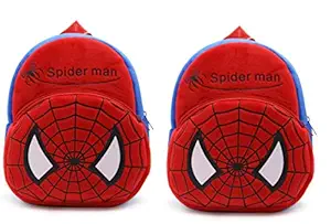 Blue Tree Kids School Bag Soft Plush Backpack Cartoon Bags Combo Mini Travel Bag for for Girls Boys Toddler Baby (Spiderman - Pack of 2)