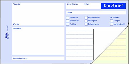 Avery Zweckform 1741 Kurzbrief (1/3 A4, selbstdurchschreibend, 2×40 Blatt) weiß/ gelb - 2