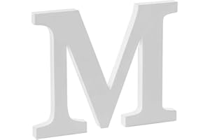 Libetui Lettre M décorative M - 20 cm - Décoration de maison, salon, chambre d'enfant, anniversaire, fête, mariage, café - Blanc - Autonome, à peindre