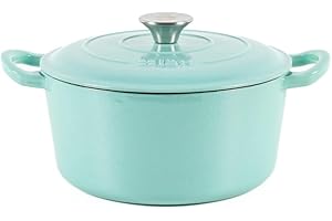 Lätt Home Cocotte in Ghisa Smaltata Verde Menta. Forno Olandese Pentola Rotonda Antiaderente 23x11 CM - 4 L. Casseruola Pentola in Ferro per Induzione, Vetroceramica e Forno