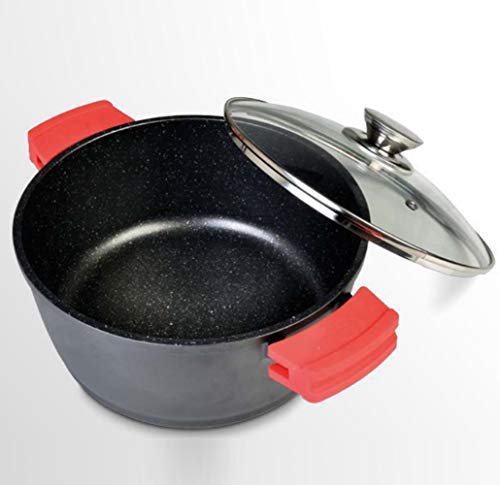 WeCook 10022 Cazuela de Cocina Inducción Profesional, Tapa de Cristal, Cacerola Antiadherente, Libre de BPA, 20 cm, Aluminio Forjado