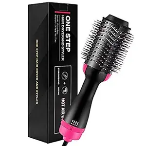 JCART 1000 watts Hair Dryer and Volumizer, Hot Air Brush, 3 in1 Styling Brush Styler, Negative Ion Hair Straightener Curler Brush for All Hairstyle, Black