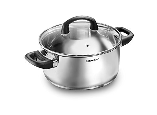 Karcher 125457 Mia cookware set, incl. glass lids, suitable for induction hobs, 5-piece, stainless steel