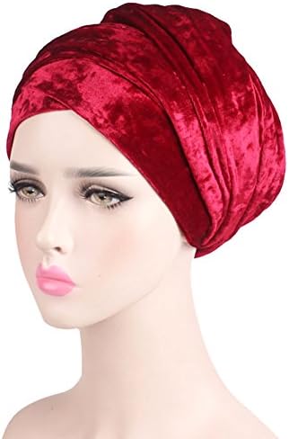 Ssowun Fletion Chemotherapy Cap Velvet Bandana Turban Hat Headwear Muslim Turban Hair Loss Cancer Cap