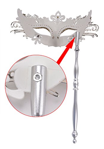 Coofit Maskerade Maske Metall Laser Schneiden Prom Venezianische Maske Karneval Maske mit Stick - 7