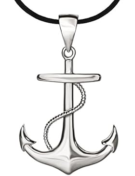 CLEVER SCHMUCK-SET Silberner Anhänger großer Anker mit Seil 24 x 19 mm beidseitig plastisch glänzend STERLING...