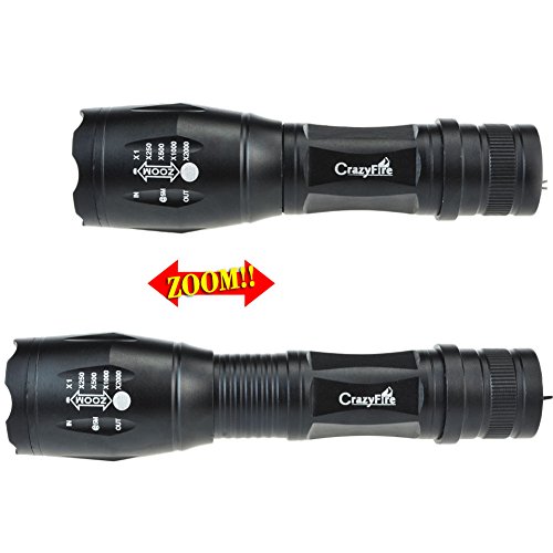 CrazyFire LED Taschenlampe Rotlicht,Cree XM-L T6 1000 Lumen Tactical LED Taschenlampe,Outdoor Wasserdicht Camping LED Taschenlampe Aufladbar Lenser für Wandern,Camping,Reisen (Rotlicht) - 8