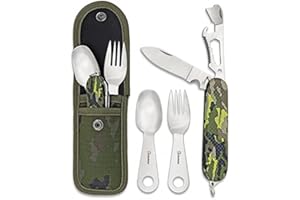 Tiendas LGP, ALBAINOX - 33044- Set Cubiertos multiusos, Plegable, Navaja, Cuchara y Tenedor, Bushcraft