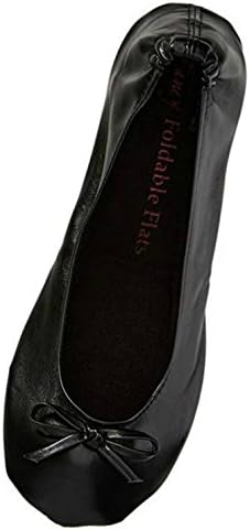 Fancy Shoe Land Fold up ballet Pumps Folding Shoe Foldable Shoes Sizes 2.5-11 UK Plus size up to 42 EU. Large shoe That Roll up (6-7/39-40 EU/Large, Black)