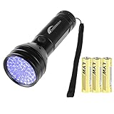 MOOBOM 51 LED UV Flashlight UV Black Light Pet Urine Odor Stain Detector UV Torch Violet Electric Flashlight Pets Ultra Spot Detector Dog Find Stains on Clothes Carpet or Rugs 3 Batteries Included