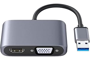 NOMOY Adattatore da USB 3.0 a HDMI VGA, convertitore adattatore da USB a VGA HDMI Supporta uscita di sincronizzazione HDMI VGA 1080p compatibile con display monitor Windows 7/8