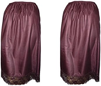 DAMART Pack Of 2 Mulberry Deep Lace Trim Half Slip Underskirt (Size 24/26)