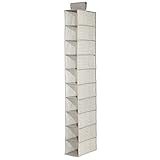 mDesign Stoff Hängeaufbewahrung – Baby Kleiderschrank Organizer – Aufbewahrungssystem mit 10 Fächern für Kleidung, Handtücher, Windeln, Schuhe – taupe/natur - 2