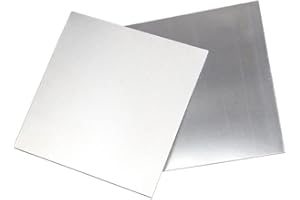 SKYPRO 304 Edelstahlblech, Metallblech zum Basteln, gebürstete Oberfläche, flache Bleche aus Metall für Küche, Heimwerker, Handwerk, 2 Stück, 100 x 100 mm, Dicke: 1 mm
