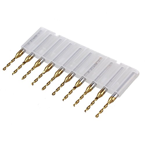 YCNK 10pcs titannitriert Carbide 0.6mm-1.5mm Schaftfräser -Stich-Spitzen CNC Frässtifte Set (ST0.6-1.5mm-10Ti) - 2