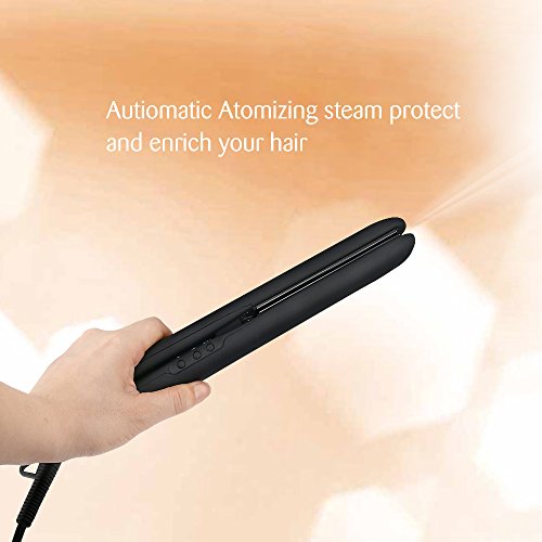 Bestidy 2 in 1 Glätteisen und Lockeneisen Professionelle Keramik-Turmalin-flaches Eisen, Dampf Haare Glätteisen Doppelplatten Schnelle Detangling Glätteisen (Schwarz) - 8