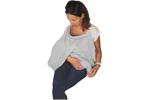 TINÉO - Voile D'allaitement - Cache Allaitement - Couverture D'allaitement - Léger - Respirant - 100% Coton (Gris)
