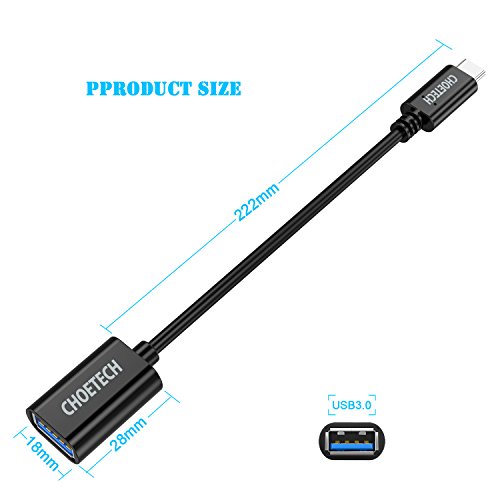 USB C Adapter auf USB 3.0 CHOETECH (0.73ft/22cm) USB Type C auf USB 3.0 Type A [OTG] Adapter Kabel für LG G6, G5, 2016 MacBook Pro, MacBook 2015/2016, Chromebook Pixel, Nokia N1, Nexus 5X/6P und andere - 7