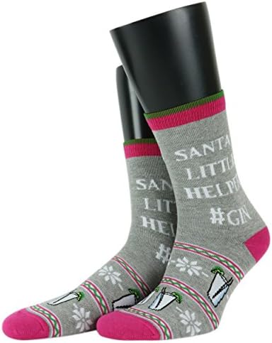 Womens Novelty Christmas Socks - #Gin Santas Little Helper