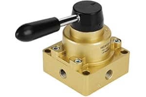 TOPINCN Válvula Manual Palanca Giratoria Hv-02 Pt 1/4"Puerto Control Flujo Aire 3 Posiciones 4 Vías Válvula Palanca Manual Neumática Aire 1.5-8Kgf / Cm²