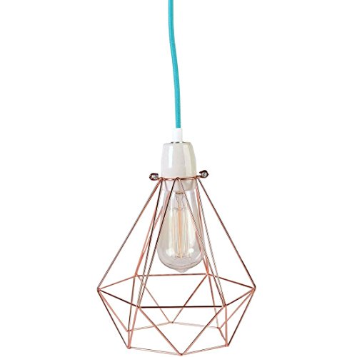Filament Style Filament 004 französische Retro Loft Lampe Diamond #1 mit Textilkabel in blau Metall E27, 28 x 18 cm, bronze