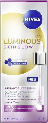 NIVEA LUMINOUS630 Skin Glow Instant Glow Serum, siero viso altamente efficace, leggero per pelle radiosa e uniforme, cura del viso con tiamidolo, niacinamide e aloe vera (30 ml)
