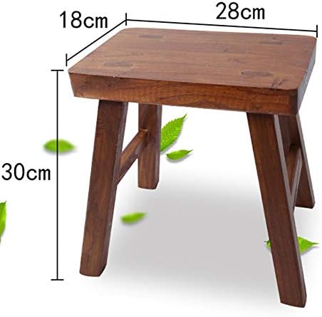 Stools Footstool Work Stool Shower Stool Step Stool Small Bench Solid Wood Young Change Shoes Foot Natural Environmental Protection Health CONGMING (Color : Dark coffee, Size : 18 * 28 * 30)