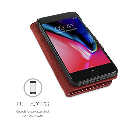 iPhone 7 Plus and 8 Plus Case, Snugg Apple iPhone 7 Plus and 8 Plus Flip Case [Card Slots] Leather Wallet Cover Executive Design [Lifetime Guarantee] â€“ Dusty Cedar Red, Legacy Series