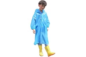 KANGKAI Children Rain Ponchos,Waterproof Rain Poncho for Kids,Portable Reusable Raincoat for School,Camping,Emergency Children suitable for 100-140CM blue