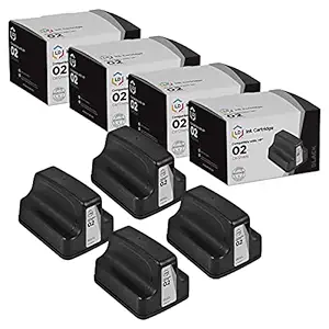 LD © Remanufactured Replacements for HP 02 / C8721WN 4PK Black Ink Cartridges for HP Photosmart Printer Series