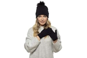 IUEG LIMITED IUEG Ladies Womens Winter Bobble Hat & Touch Screen Gloves Set