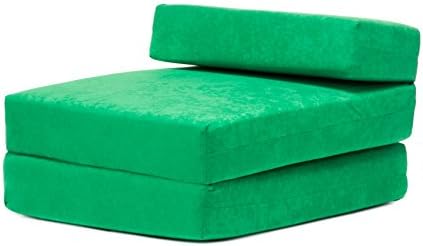 Loft 25 Suede Fabric Fold Out Single Z Bed Mattress Chair Bed (Green)