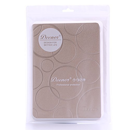 iPad Air Hülle, Deenor Colour Series Premium PU Leder Ultra Slim Light Weight Auto aufwachen / Schlaf Funktion Schutzhülle Hülle für Apple iPad Air iPad 5. (Golden circles) - 8
