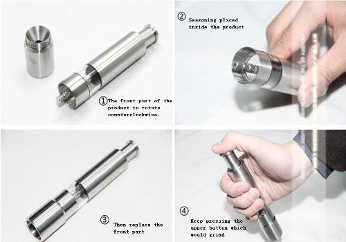 Yeme Mini pumpe Grind Edelstahl Salz und Pfeffer Gewürzmühle Mühlen, Set bestehend aus zwei - 3
