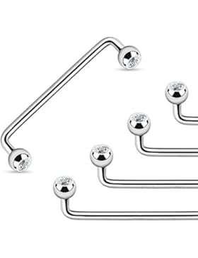 Paula & Fritz® Hantel für Ohr Brustwarzen aus Edelstahl Chirurgenstahl 316L Spannweite 16 25mm gefasste Zirkonia...
