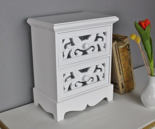 elbmöbel Kommode klein H35 x B29 x T16cm Schmuckkommode antik Holz weiß Landhaus Tischkommode Schränkchen - 5