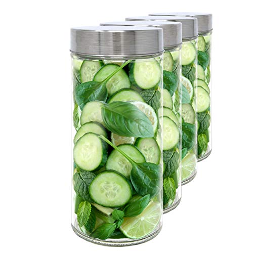 Set 4 Vorratsdosen aus Glas, 1,15 L (22,5x10 cm), mit Schraubverschluss.