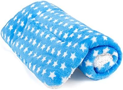 Happy Fd Coral Fleece Star Warming Pet Bed Cushion Pad Dog Cat Cage Kennel Crate Soft Cozy Mat (X L(100X75cm), Blue White Star)