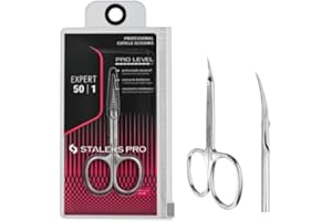 STALEKS PRO by Natury Nails Tijera profesional para cutículas. Anillos ergonómicos. Acero inoxidable. Mangos tamaño pequeño. Largo de la hoja 18 mm. Talla S. Expert SE-50/1