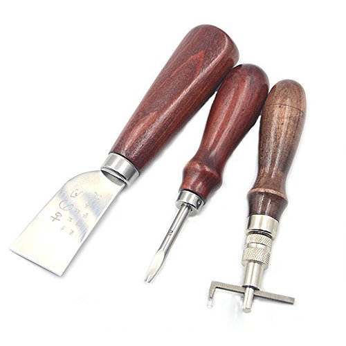 Hrph 18pcs Fertigkeit DIY handgemachte Werkzeuge Schlags-Edger Trench Geräte Gürtel Schlags Set Lederhandwerkzeuge - 4