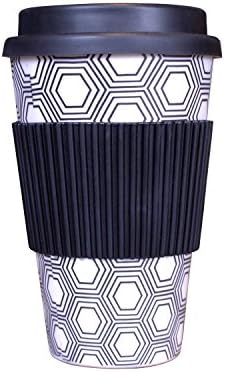 Reusable coffee cup - eco-friendly 400ml (14oz) premium organic bamboo travel cup with lid - Biodegradable and reusable for coffee, Tea and Cold drinks. Environmentally friendly travel mug for everyday use on-the-go