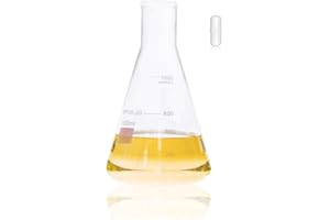 ULAB Scientific Erlenmeyer-Flasche aus Glas mit magnetischem Rührstab, 1000 ml, Borosilikatglas 3,3, mit aufgedruckter Graduierung, schmale Öffnung, UEF1007