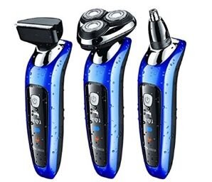 SURKER Elektrorasierer 3D Rasierer Bartschneider 3 in 1 Präzisionstrimmer, Vollständig abwaschbar Barttrimmer set Blau-Bestes Geschenk für Freund, Ehemann