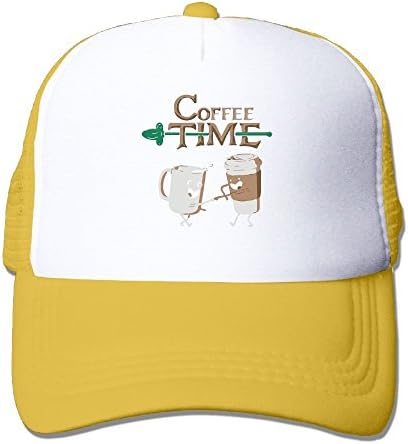 WUYUBB Funny Coffee Time Adventure Time Pikachu Strapback Hat Mesh Designer Caps Sun Hats One Size Yellow